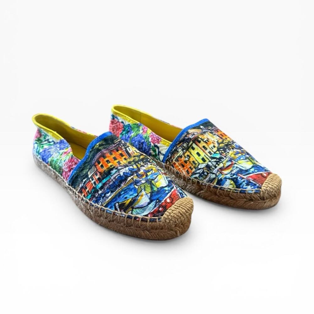 Dolce & Gabbana Portofino Italia Coastal Scenery Brocade Espadrilles EU 37 US 7